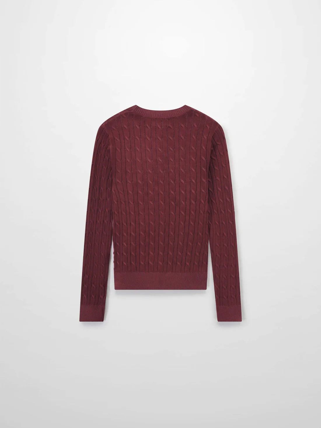 Printed Cable Sweater-Maroon/Pink Flower