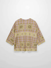 Linen Blend Crop Swing Top-Geometric