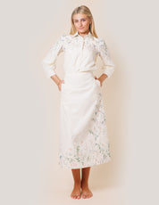 collared button down blouse with flowers 2608us TOP