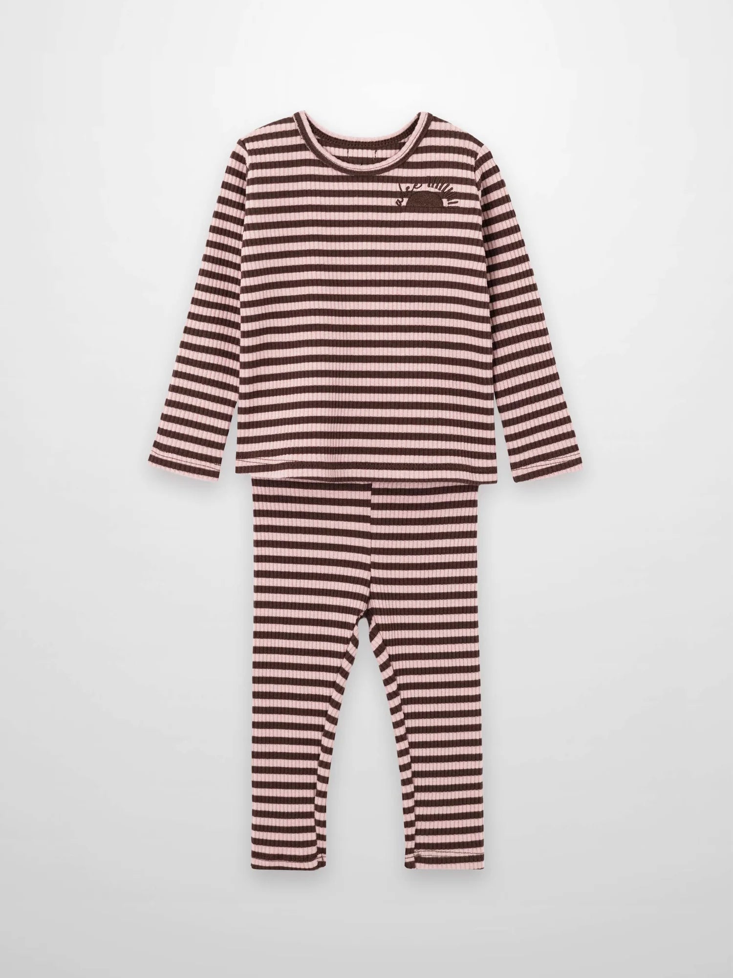 Striped Leggings Set - Brown & Pink