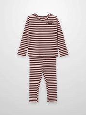 Striped Leggings Set - Brown & Pink