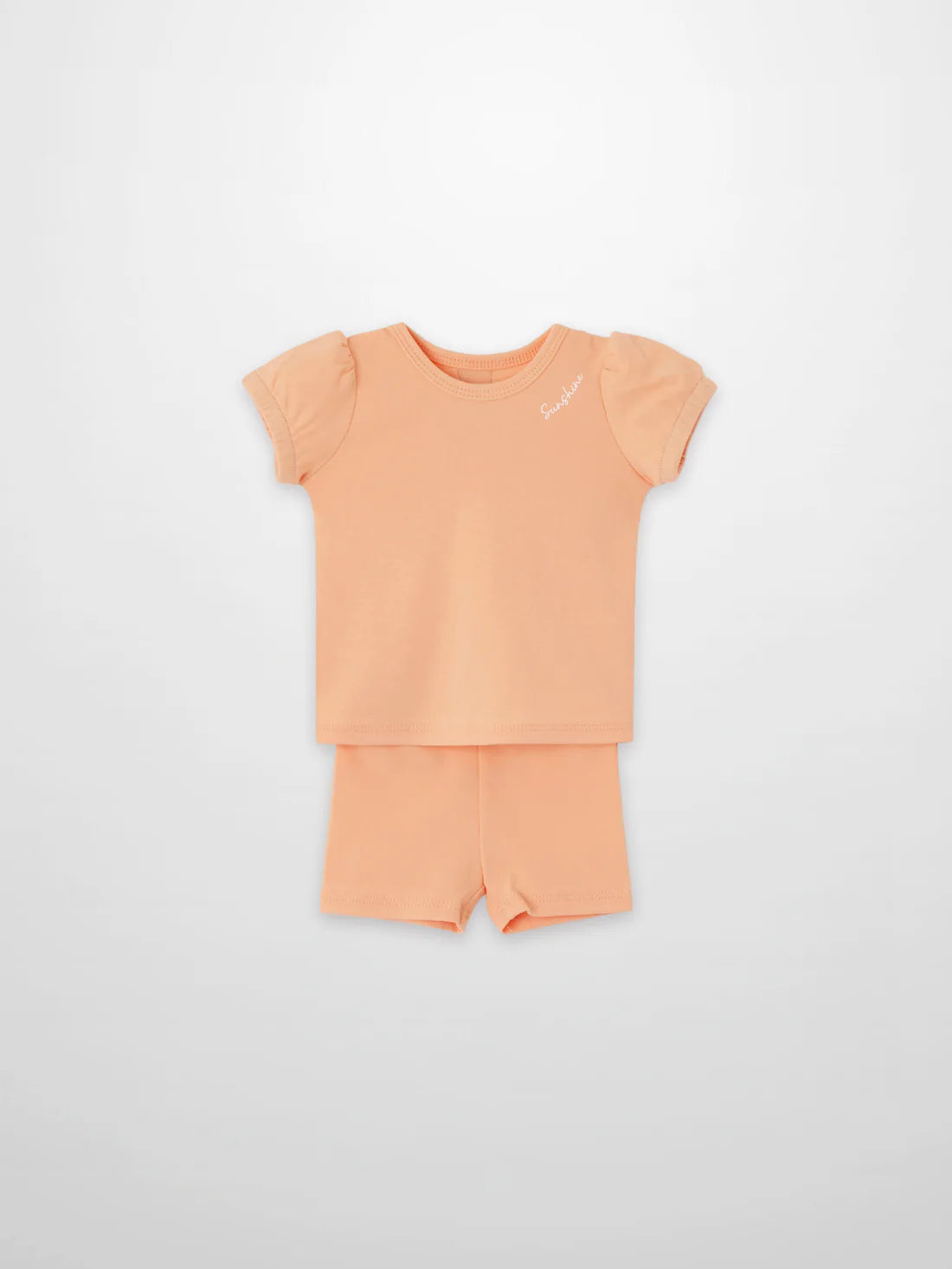 Short Puff Sleeve T-shirt & Shorts Set - Peach