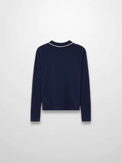Collared High V T-Shirt-Navy