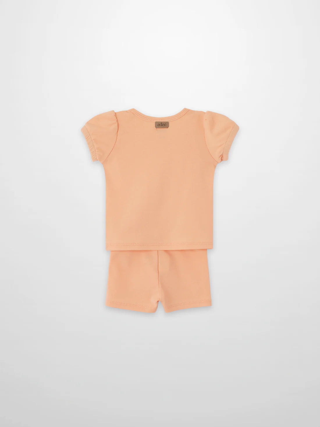 Short Puff Sleeve T-shirt & Shorts Set - Peach