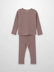 Striped Leggings Set - Brown & Pink