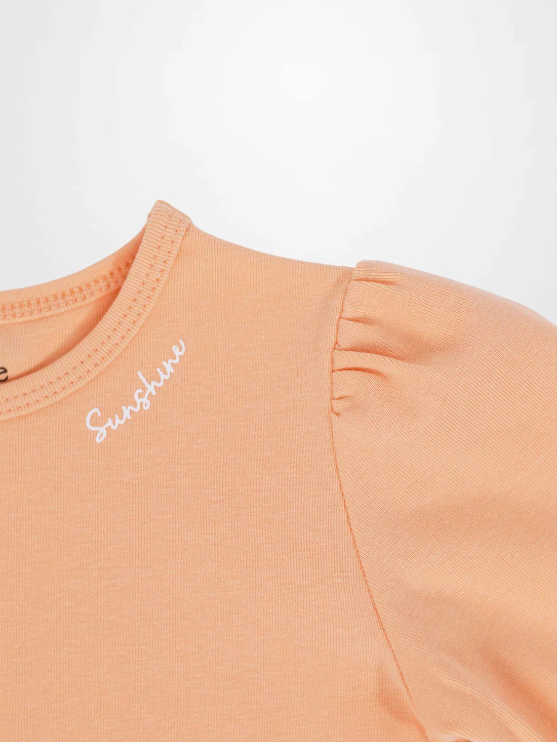 Short Puff Sleeve T-shirt & Shorts Set - Peach
