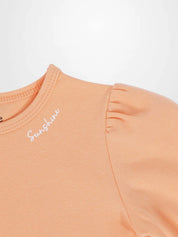 Short Puff Sleeve T-shirt & Shorts Set - Peach