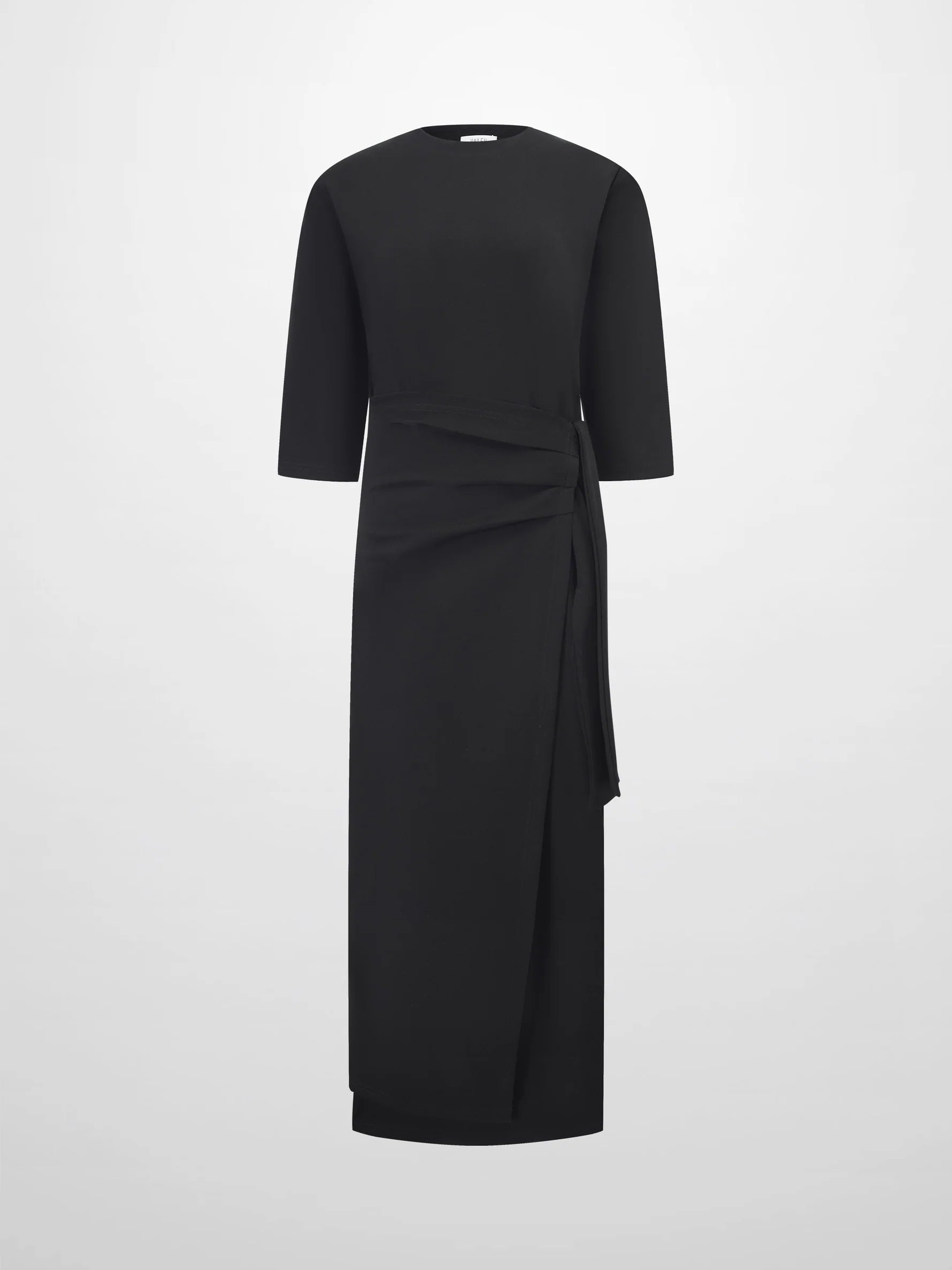 Side Tie T-Shirt Dress-Black