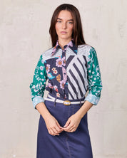 Mix Print Cotton Blouse-Mixed Print