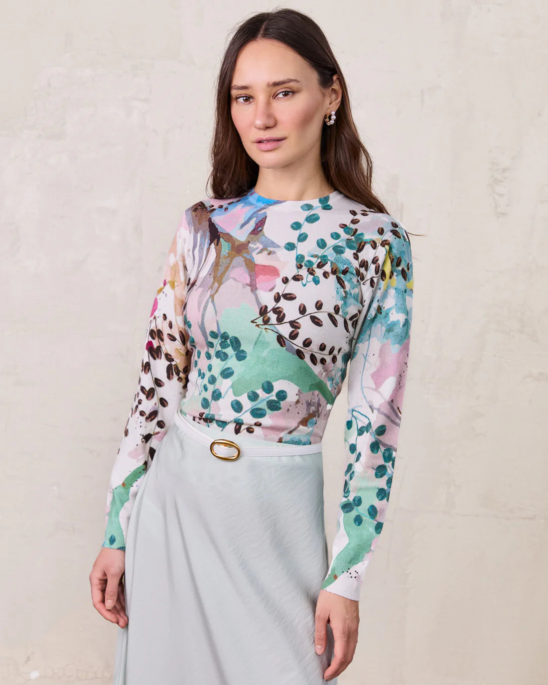Printed Sweater-Vine Branch