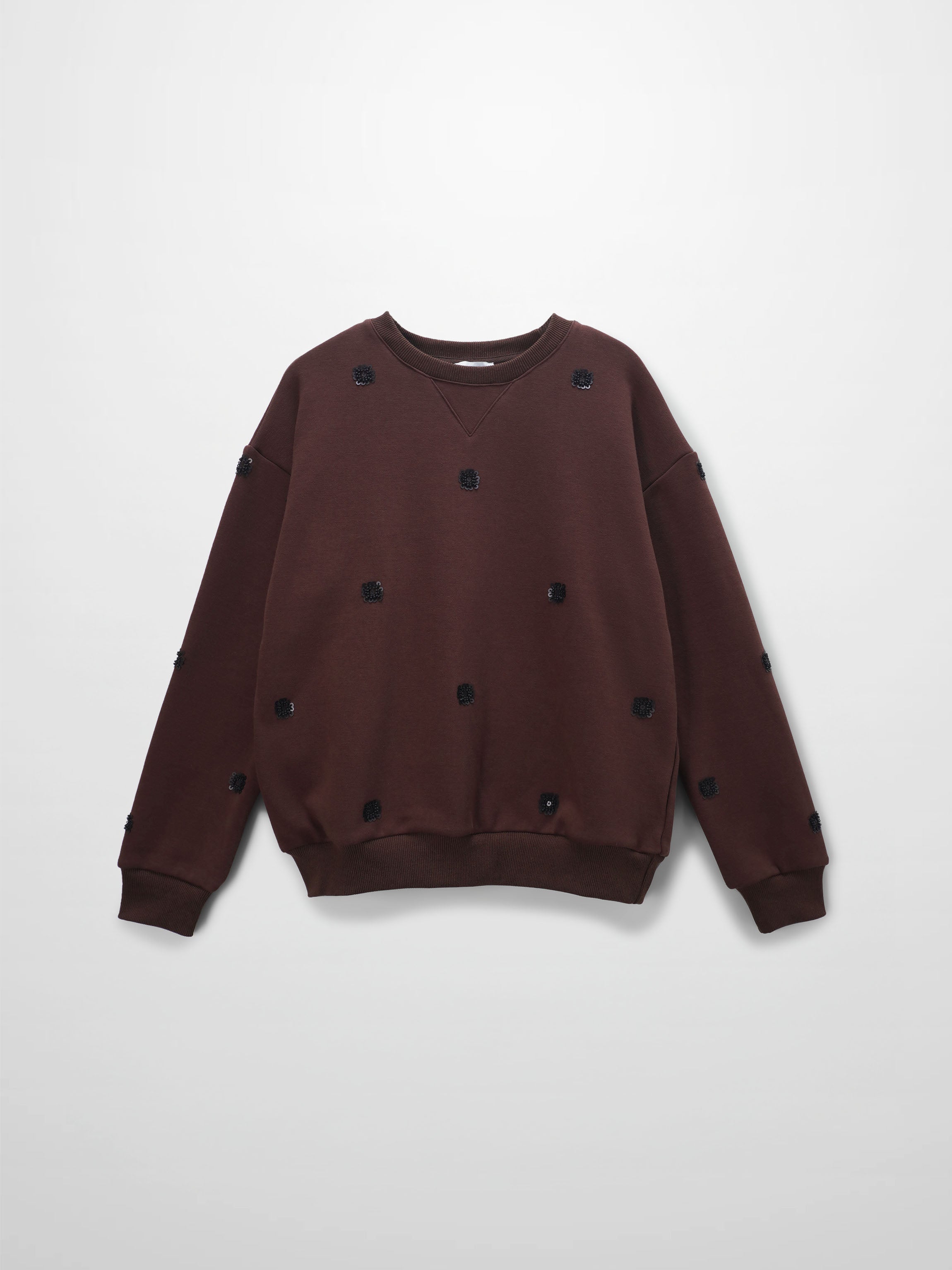 Embellished Sweatshirt-Brown/Black