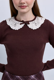 Scalloped Collar Knit Sweater