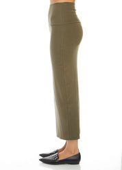 MODAL MIDI SLIM SKIRT (OLIVE)