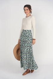Tiered Maxi Skirt- Leopard Floral