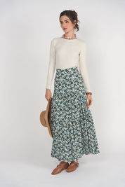 Tiered Maxi Skirt- Leopard Floral