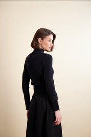 RIB KNIT MOCK NECK-BLACK