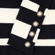 MULTI STRIPE RIB KNIT MOCK NECK-BLACK