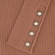 RIB KNIT MOCK NECK-TAN