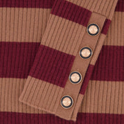 MULTI STRIPE RIB KNIT MOCK NECK-TAN