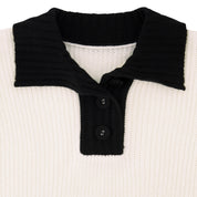 KNIT COLLARED HENLEY-IVORY