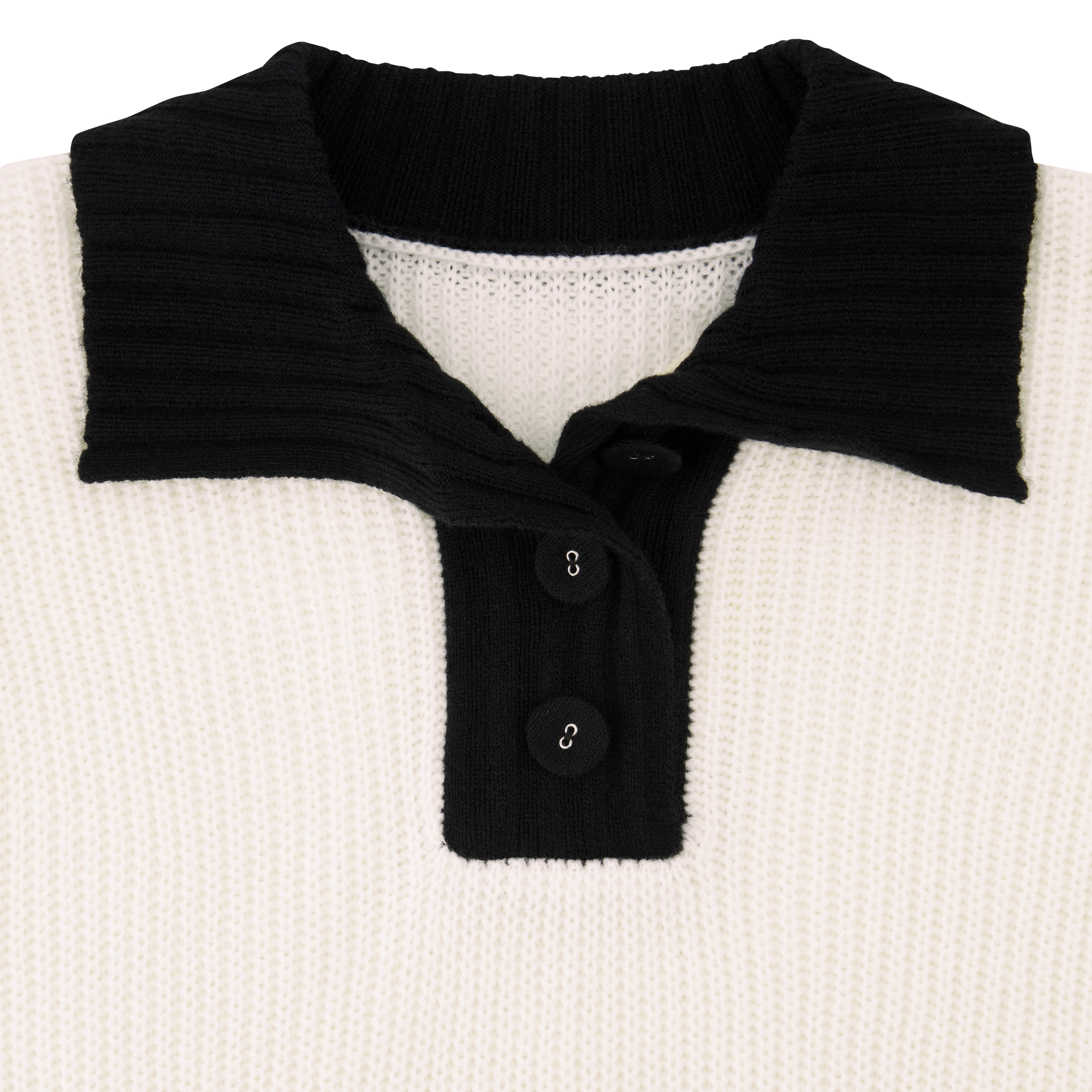KNIT COLLARED HENLEY-IVORY