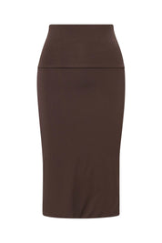 Modal Pencil Slim Skirt (Brown)