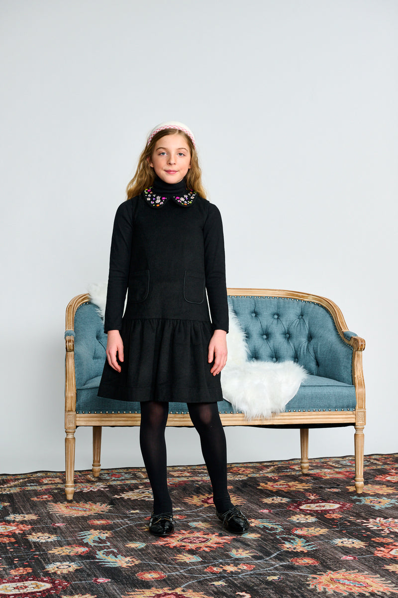 BLACK WOOL W/ NEON BEADED COLLAR JUMPER 2513