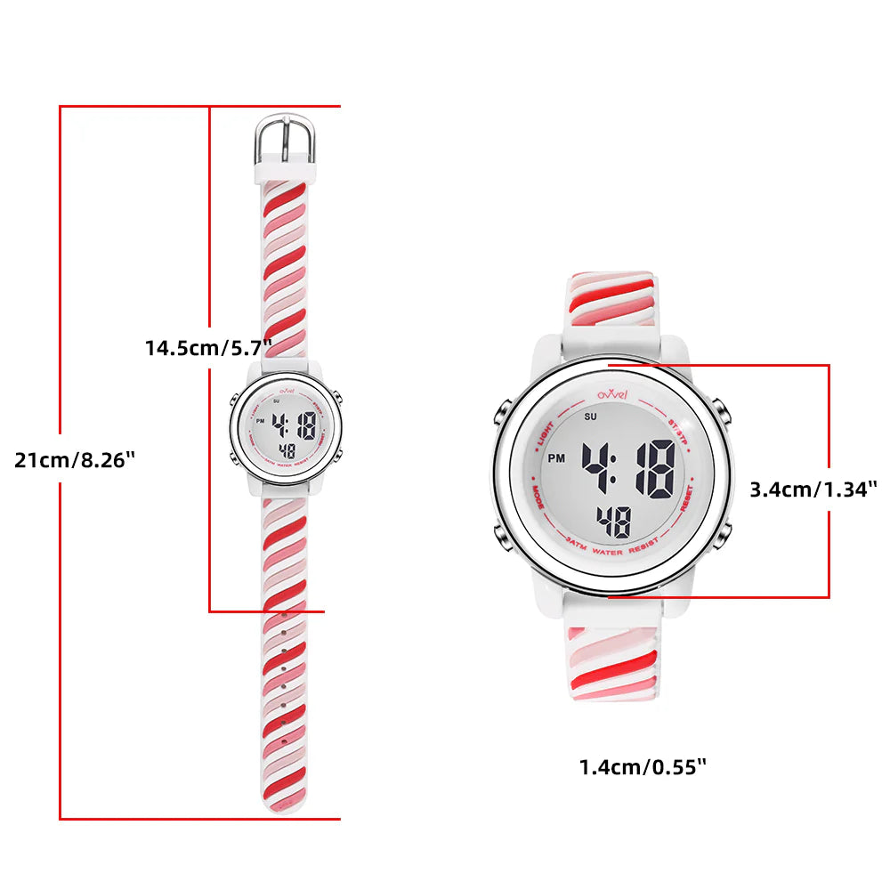 Ovvel Girls Digital Wristwatch with Many Features - Pink Swirls