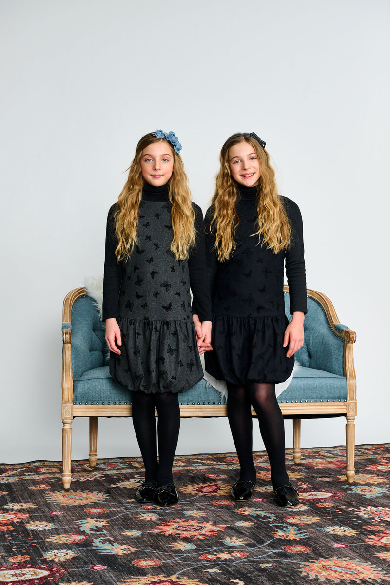 CHARCOAL GREY W/ BUTTERFLY PRINT JUMPER 2621-A