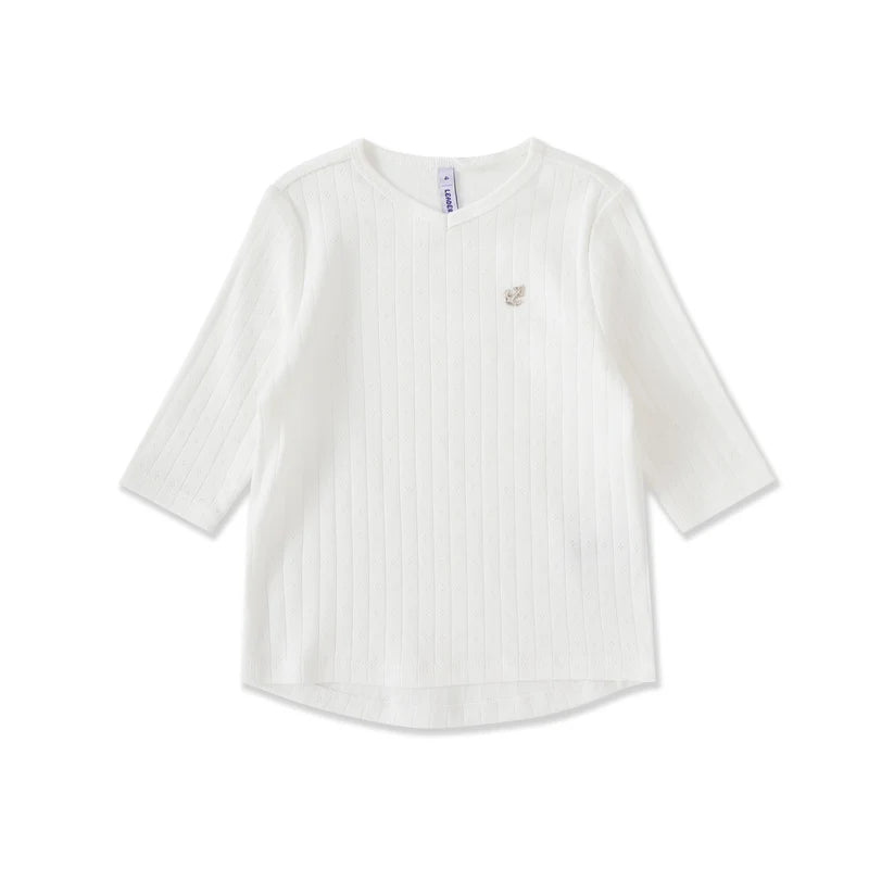 Kids Pointelle Long Sleeve Basic Top 157