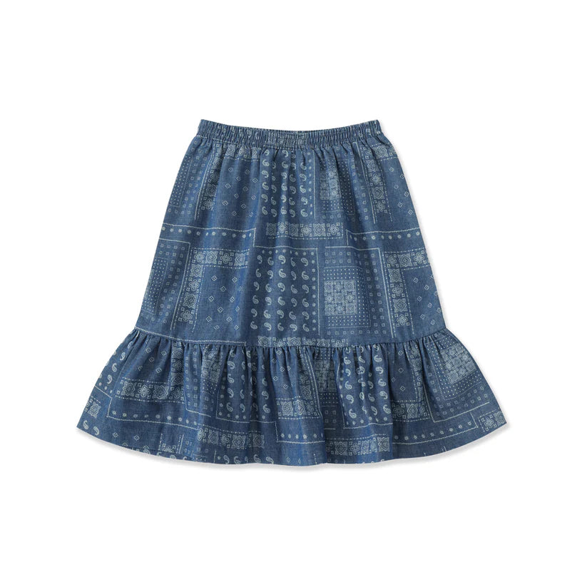 Wildflower Denim Collection Bandana Patchwork Maxi Skirt 560