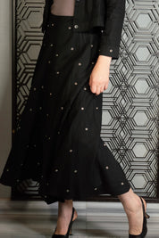 Metallic Bloom Skirt Black