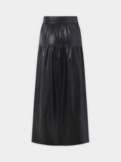 Drop Waist Leather Skirt-Black