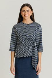 Striped Knot Tee Navy