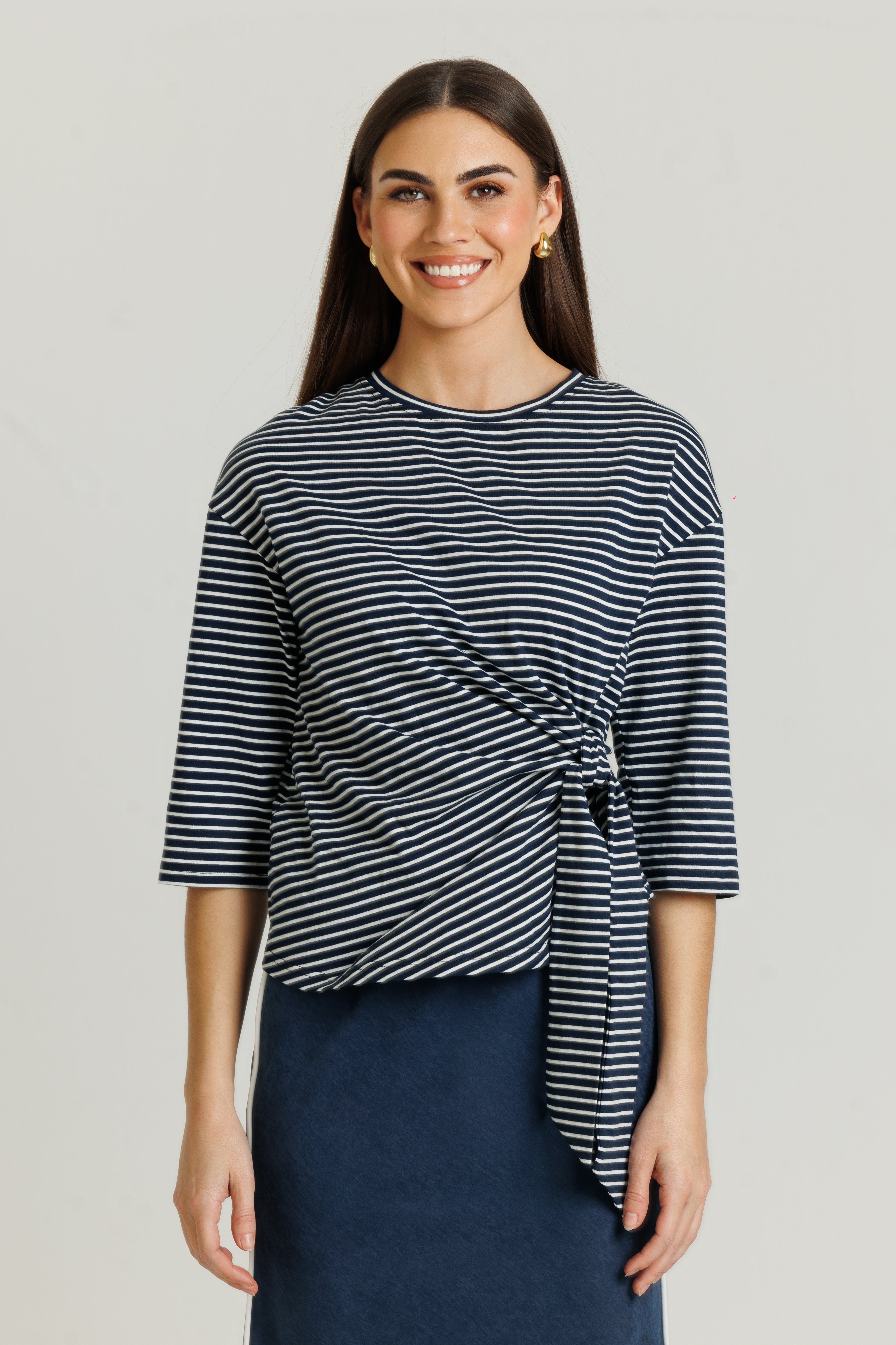 Striped Knot Tee Navy