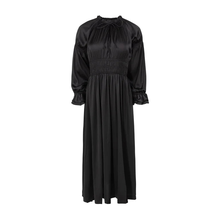 Satin smock dress black