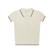 Boys Cable Knit Polo – Ivory – Keepsake Collection