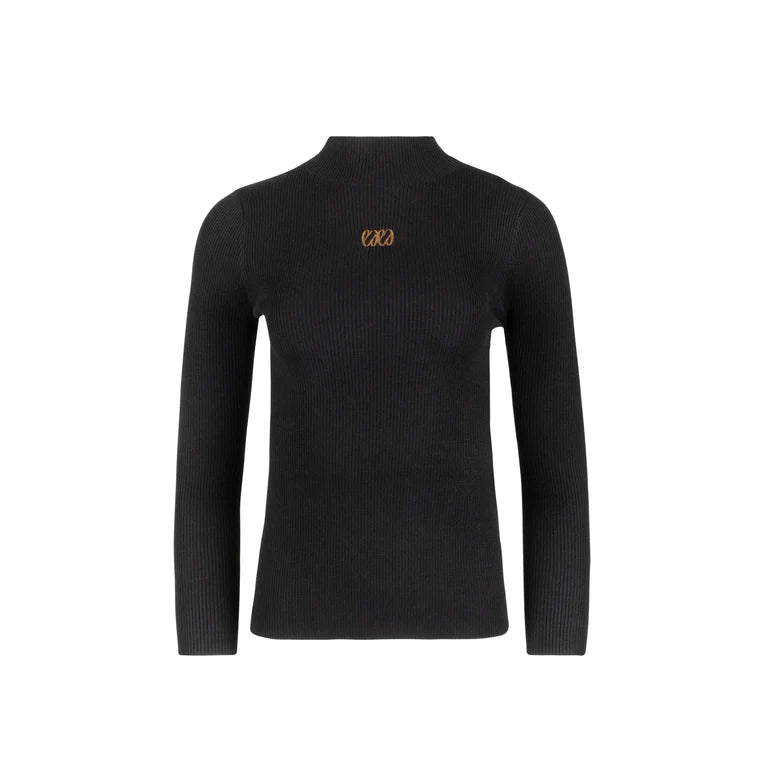 Emblem Black Turtleneck