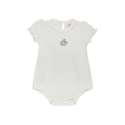 Baby Girl Romper - Ivory - Embroidered Florals