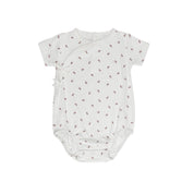 Girls Romper – Ivory Red – Bow Pattern