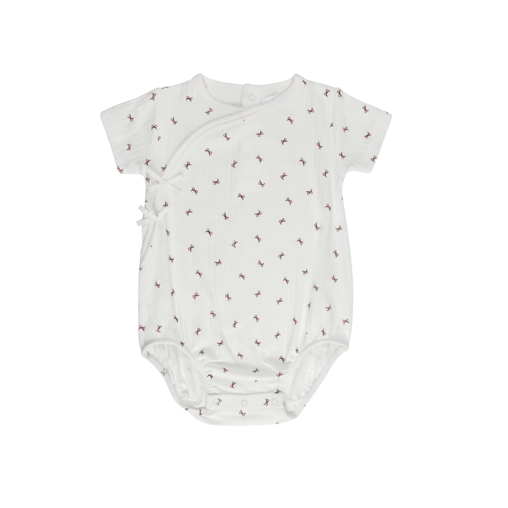 Girls Romper – Ivory Red – Bow Pattern