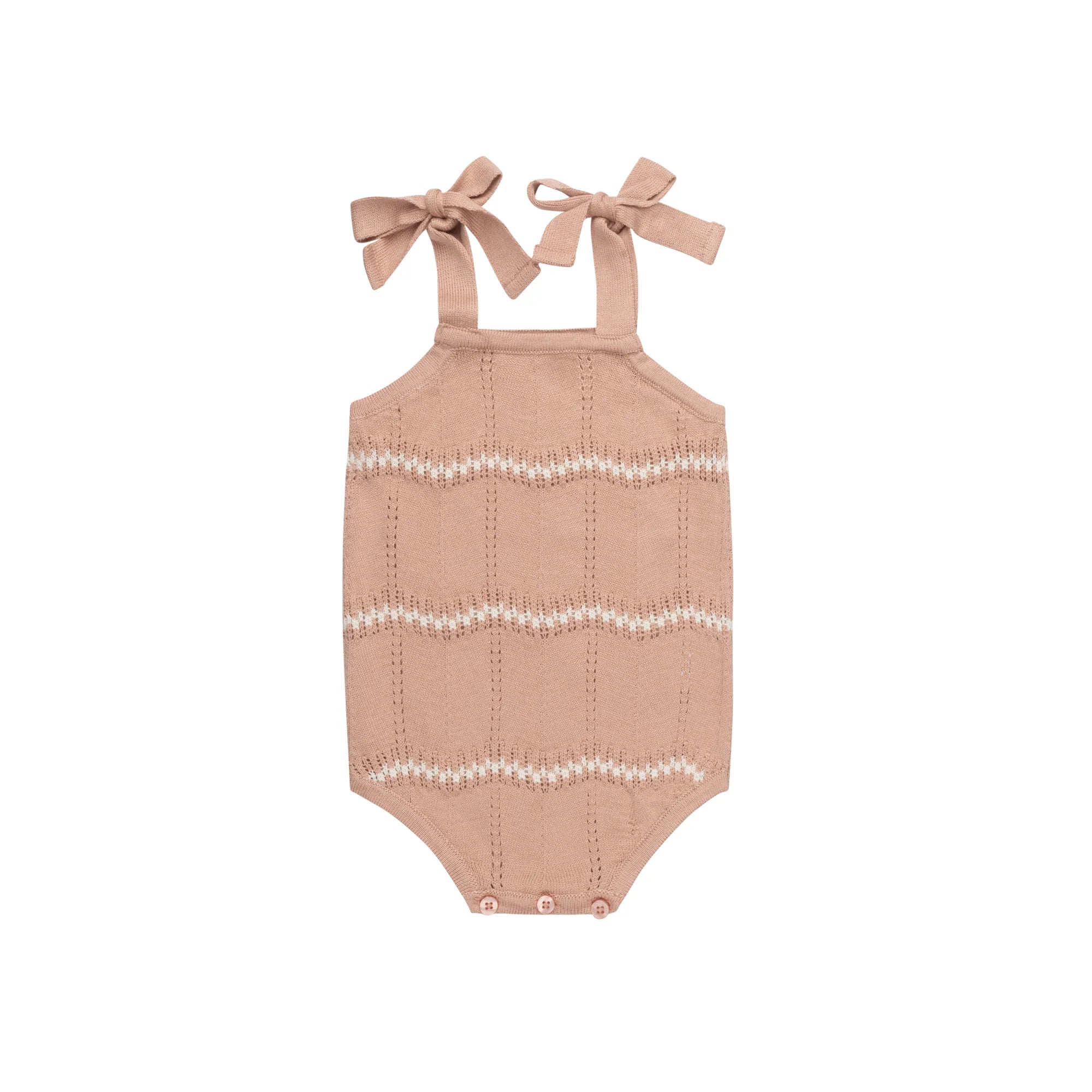 Girls Wave Knit Romper – Pink/Ivory – Holland Collection