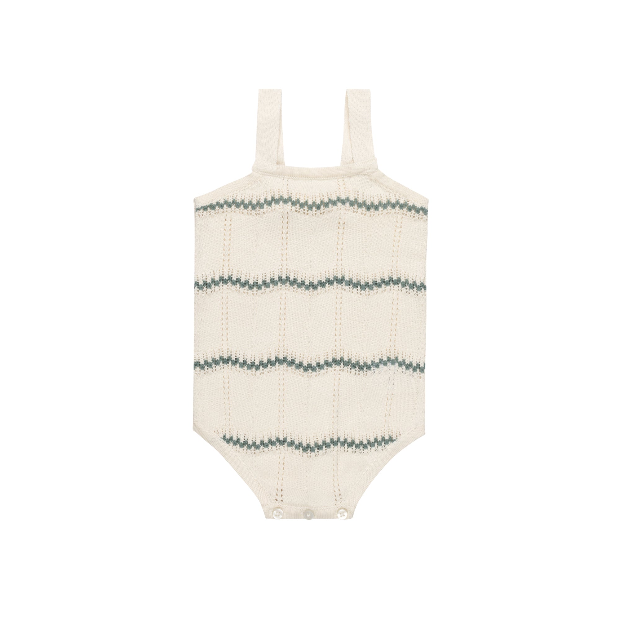 Boys Wave Knit Romper – Ivory/Sage – Holland Collection