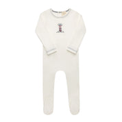 Baby Boy Footie – Ivory Blue – Cross Stitch Lighthouse