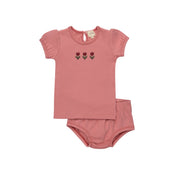 Girls T-Shirt and Bloomer – Pink – Cross Stitch Tulip