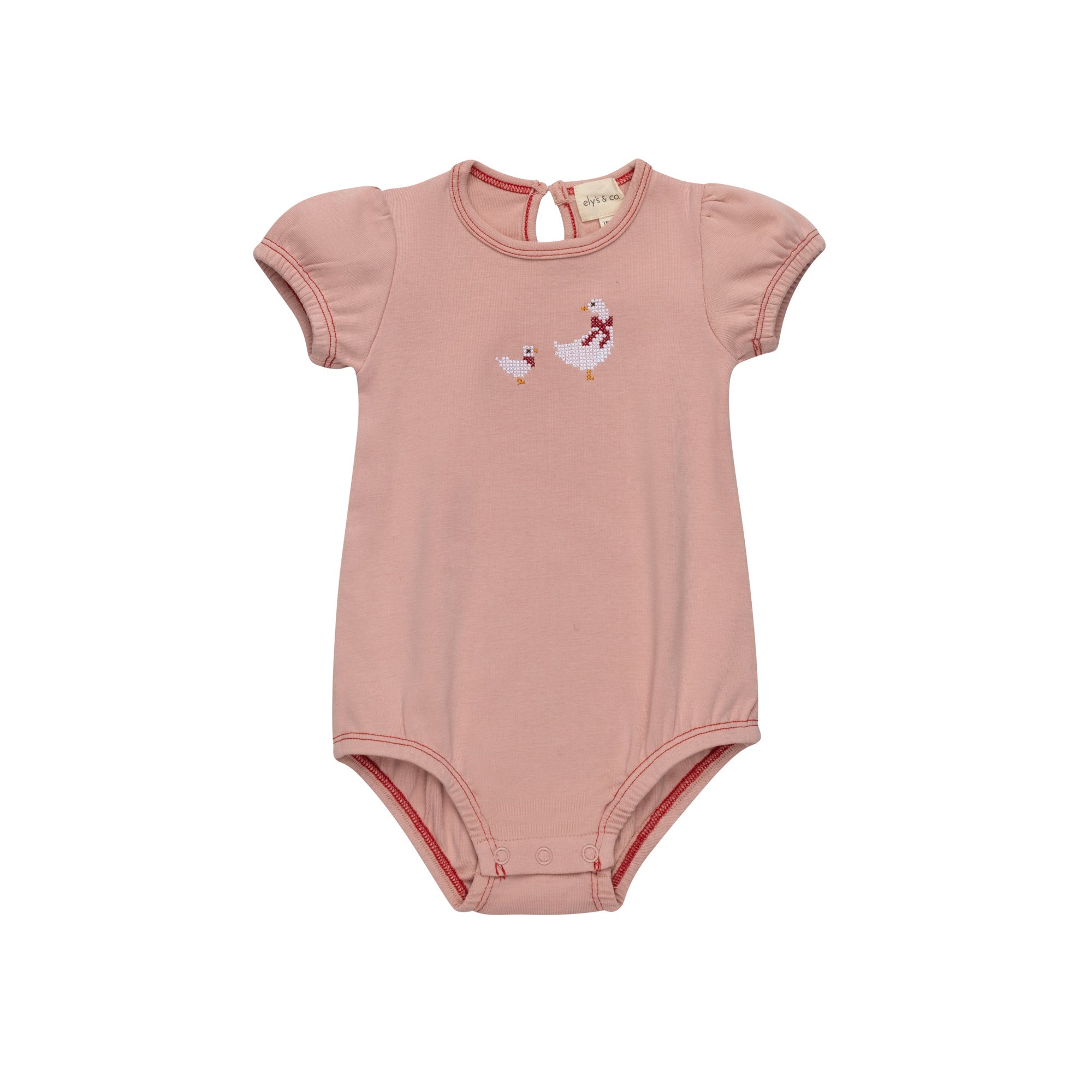 Girls Romper – Pink – Cross Stitch Duckling