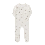 Baby Boy Footie – Ivory Blue – Nautical Print