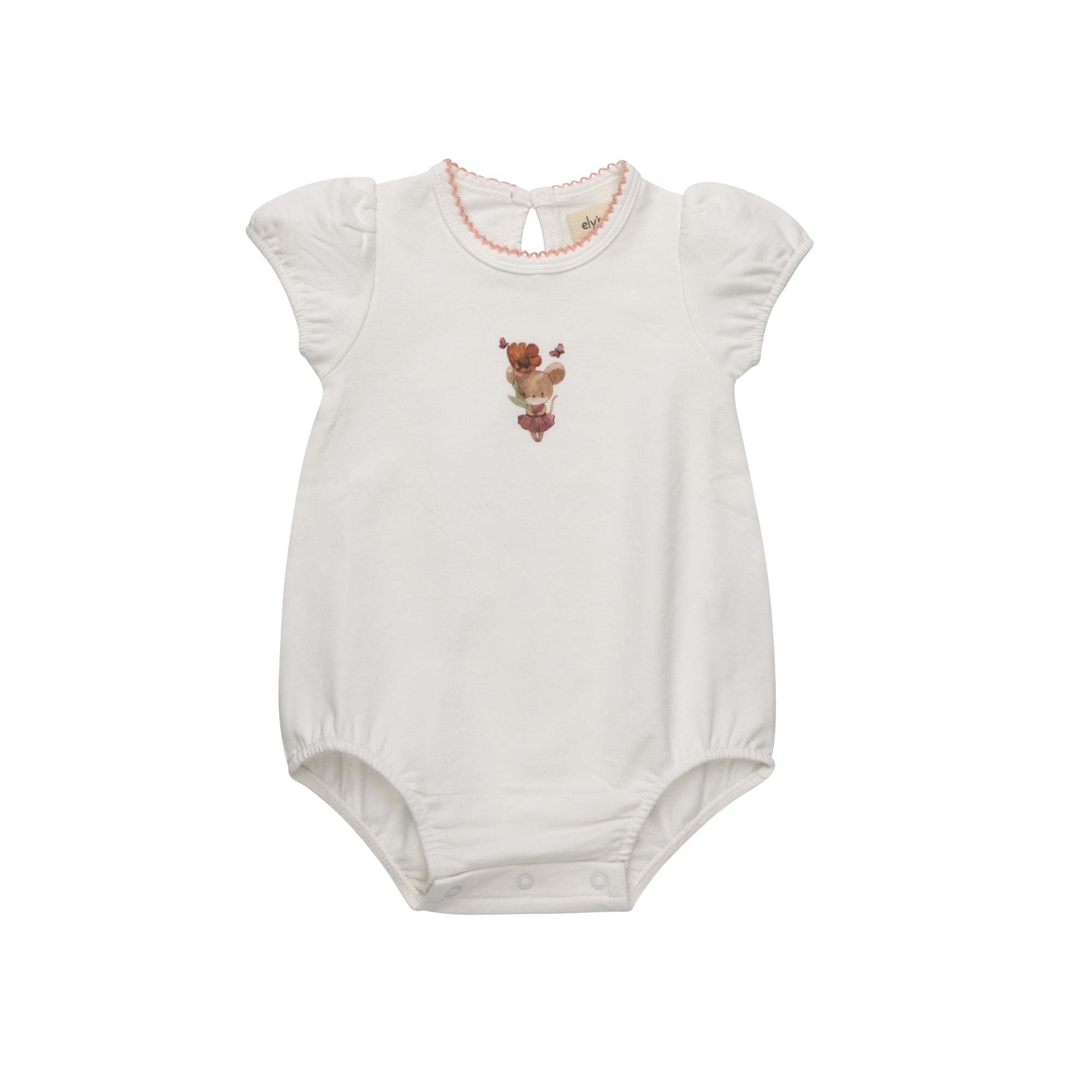 Girls Romper – Ivory Pink – Playful Mouse