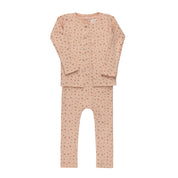 Girls Romper – Pink – Floral Rib (Cardigan sold separately)