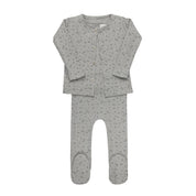 Boys Cardigan – Blue – Floral Rib